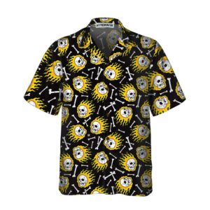 Flaming Skull Pattern Hawaiian Shirt Unique Flame Shirt For Men Flame Print Shirt 3