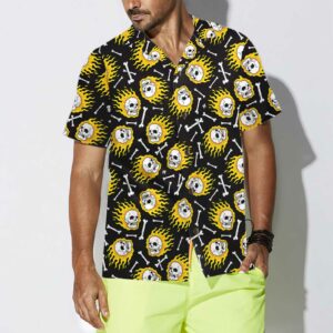 Flaming Skull Pattern Hawaiian Shirt Unique Flame Shirt For Men Flame Print Shirt 4