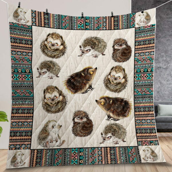 Funny Hedgehog Poses Quilt Gift For Family On Christmas Black Friday