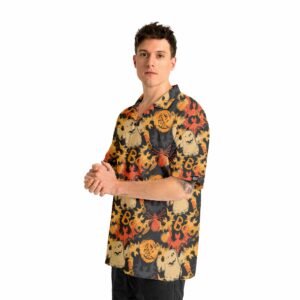 Funny Pumpkins Ghost Boo Halloween Abstract Seamless Pattern Hawaiian Shirt 2