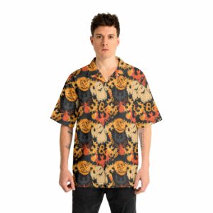 Funny Pumpkins Ghost Boo Halloween Abstract Seamless Pattern Hawaiian Shirt 3