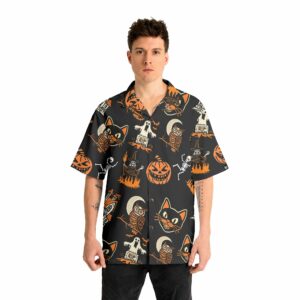 Funny Pumpkins Ghost Scary Halloween Pattern Hawaiian Shirt 3