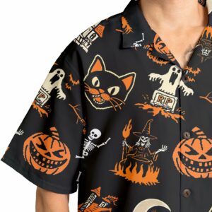 Funny Pumpkins Ghost Scary Halloween Pattern Hawaiian Shirt 6