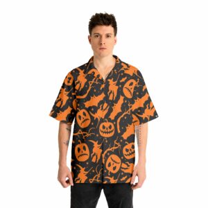 Funny Pumpkins Witches Halloween Pattern Hawaiian Shirt 3