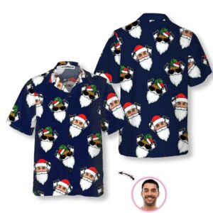Funny Santa Claus Face Custom Hawaiian Shirt Funny Santa Shirt Personalized Christmas Gift 2
