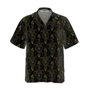 Geometric Lion Seamless Pattern Lion Hawaiian Shirt Button Up Lion Shirt For Men Women Cool Lion Gift 3