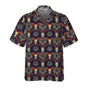 Goat Head Satanic Hawaiian Shirt Funny Goat Shirt For Adults Goat Print Shirt 3
