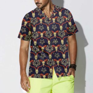 Goat Head Satanic Hawaiian Shirt Funny Goat Shirt For Adults Goat Print Shirt 4