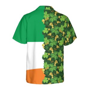 Gold Coins Shamrock Saint Patricks Day Irish Ireland Flag Hawaiian Shirt 2