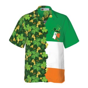 Gold Coins Shamrock Saint Patricks Day Irish Ireland Flag Hawaiian Shirt 3