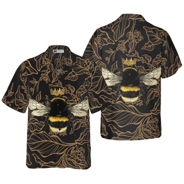 Golden Floral Bee Hawaiian Shirt 1