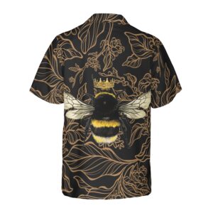 Golden Floral Bee Hawaiian Shirt 2