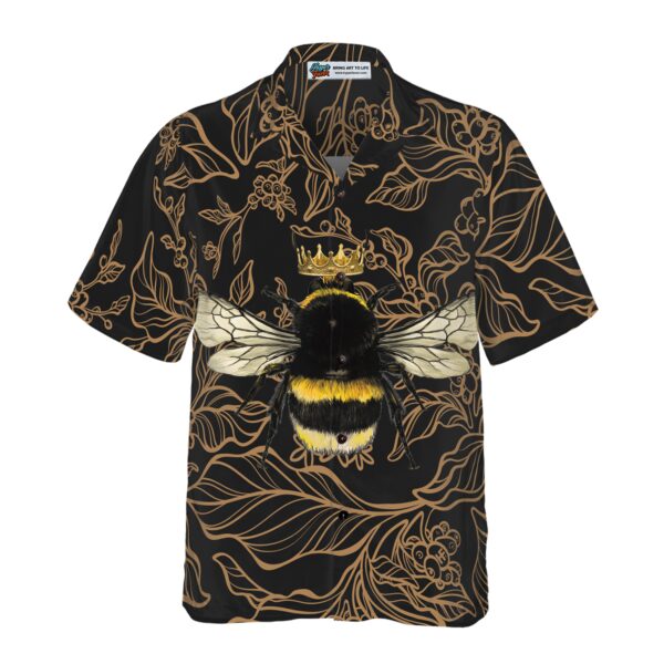 Golden Floral Bee Hawaiian Shirt 3