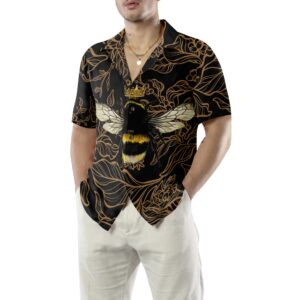 Golden Floral Bee Hawaiian Shirt 5