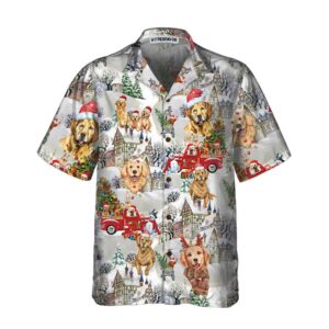 Golden Retriever On Christmas Hawaiian Shirt Golden Retriever Christmas Shirt Christmas Gift For Golden Retriever Lover 3