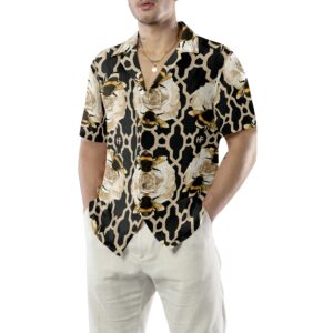 Golden Roses Bees Hawaiian Shirt 4