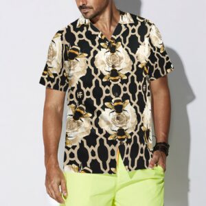 Golden Roses Bees Hawaiian Shirt 5