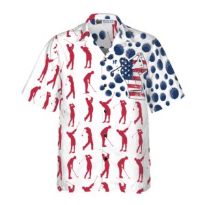 Golf American Flag Pose Hawaiian Shirt 3
