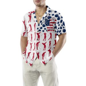 Golf American Flag Pose Hawaiian Shirt 5