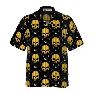 Golf And Golden Skull Pattern Hawaiian Shirt 3