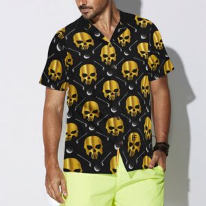 Golf And Golden Skull Pattern Hawaiian Shirt 4