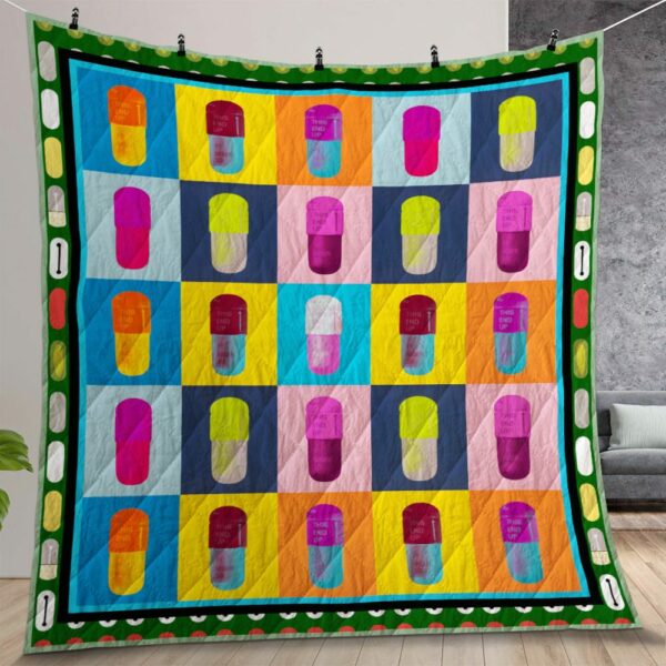 Happy Pills Pharmacy Quilt Gift For Christmas Birthday Halloween