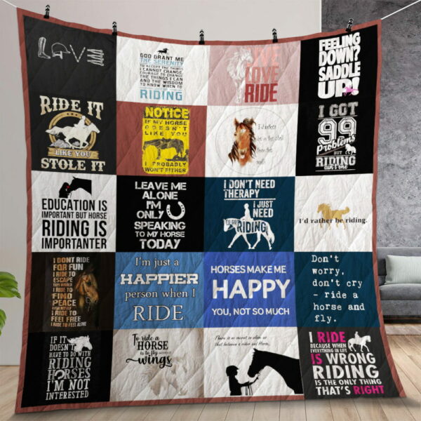 Horses Make Me Happy Quilt Gift For Christmas Birthday Thanksgiving