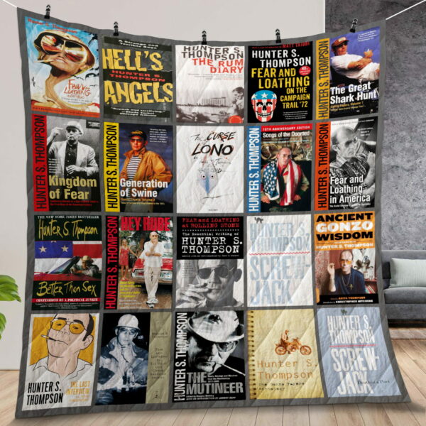 Hunter S Thompson Books Quilt Gift For Christmas Birthday Halloween