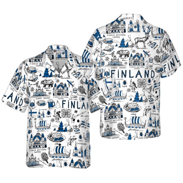 I Love Finland Doodle Hawaiian Shirt 1