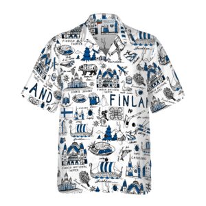 I Love Finland Doodle Hawaiian Shirt 3