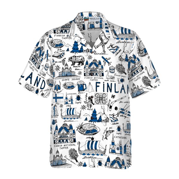 I Love Finland Doodle Hawaiian Shirt 3