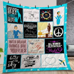I Love Flying Flight Attendant Quilt Gift For Christmas Birthday Halloween