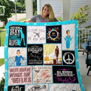 I Love Flying Flight Attendant Quilt Gift For Christmas Black Friday Thanksgiving