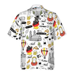 I Love Germany Doodle Hawaiian Shirt 3