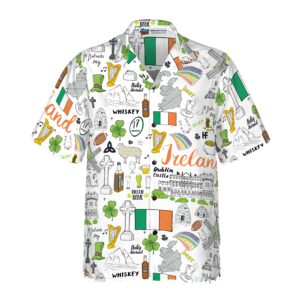 I Love Ireland Doodle Hawaiian Shirt 3