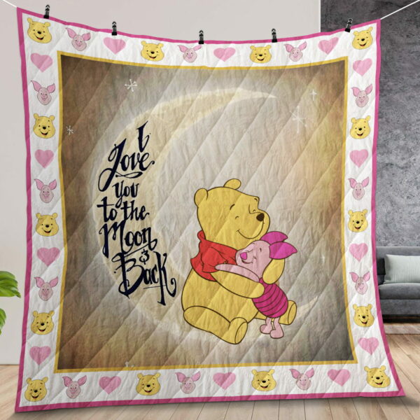 I Love You To The Moon And Back Pooh Quilt Gift For Christmas Birthday Halloween