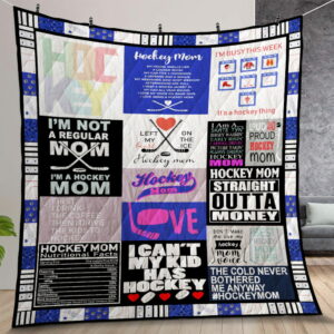 Ice Hockey Mom Quilt Gift For Christmas Birthday Thanksgiving