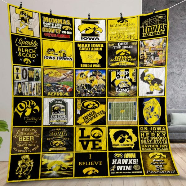 Iowa Hawkeyes Quilt Gift For Christmas Birthday Thanksgiving Version 1