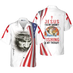 Jesus Is My Savior Fishing Is My Therapy Hawaiian Shirt 5