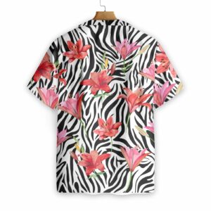 Lily Zebra Watercolor Painting Art Hawaiian Shirt 2