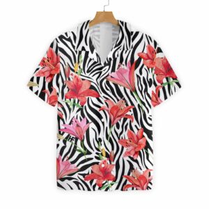 Lily Zebra Watercolor Painting Art Hawaiian Shirt 3