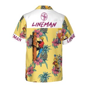 Lineman Pineapple Seamless Pattern Hawaiian Shirt 2