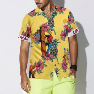 Lineman Pineapple Seamless Pattern Hawaiian Shirt 3