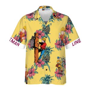 Lineman Pineapple Seamless Pattern Hawaiian Shirt 4