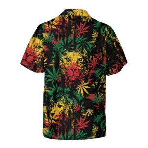 Lion Head With Cannabis Marijuana Leaves Lion Hawaiian Shirt Button Up Lion Shirt For Men Women Cool Gift For Lion Lover 2