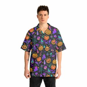 Magical Pumpkins Halloween Seamless Pattern Hawaiian Shirt 3