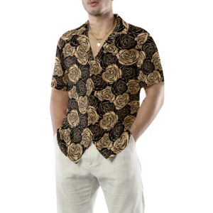 Midnight Rose Gold Hawaiian Shirt 5