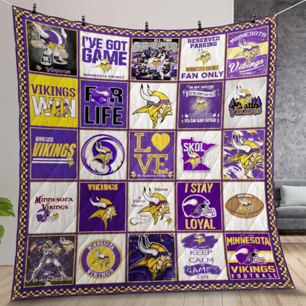 Minnesota Vikings Quilt Gift For Christmas Birthday Thanksgiving Version 1