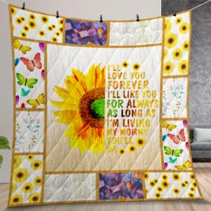 Mom Sunflower ILike You For Always Quilt Gift For Christmas Birthday Thanksgiving