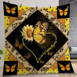 Monarch Butterfly Sunflower Quilt Gift For Christmas Birthday Thanksgiving